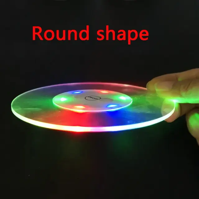 Acrílico LED Ultra-Fino para Coasters de Cocktail – Luzes Piscantes para Copos de Bebida, Ideal para Bar, Eventos e Casamentos, 1 Peça