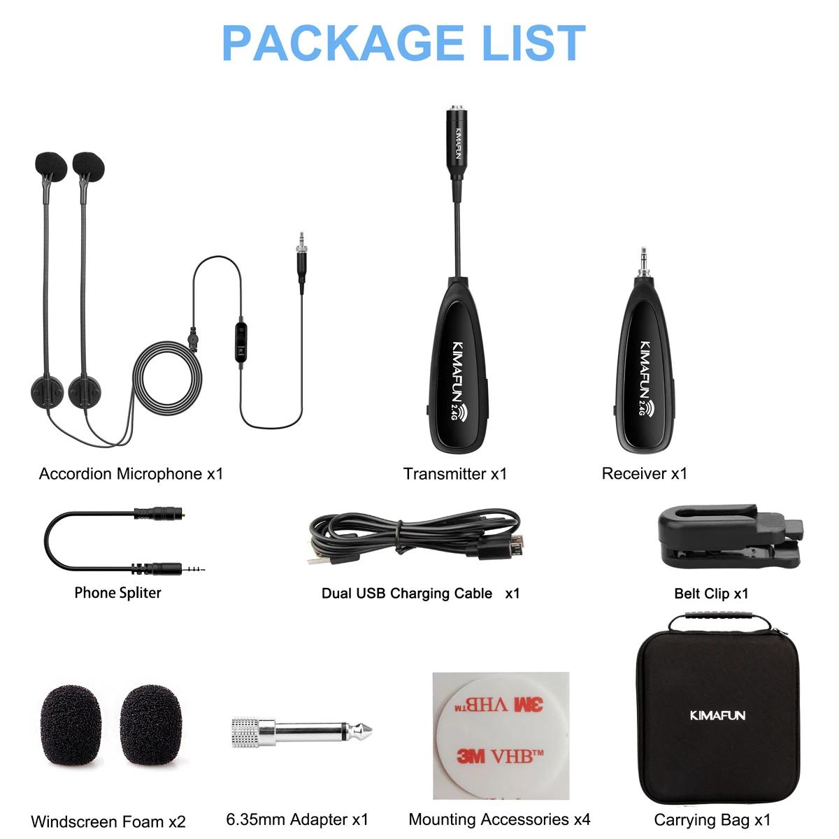 Microfone Sem Fio Duplo para Acordeão - Profissional e Condensador 2.4G ...