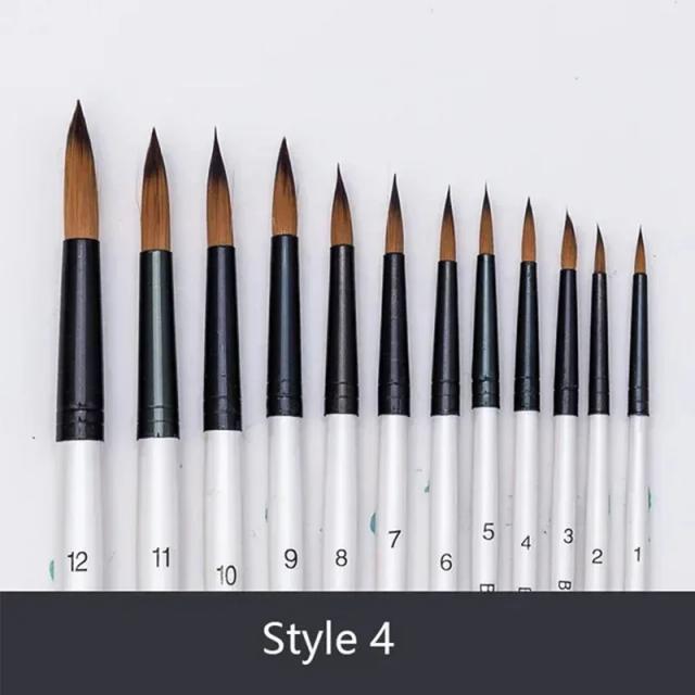 Kit Completo com 12 Peças de Pincéis em Nylon e Acrílico para Pintura em Aquarela e Óleo