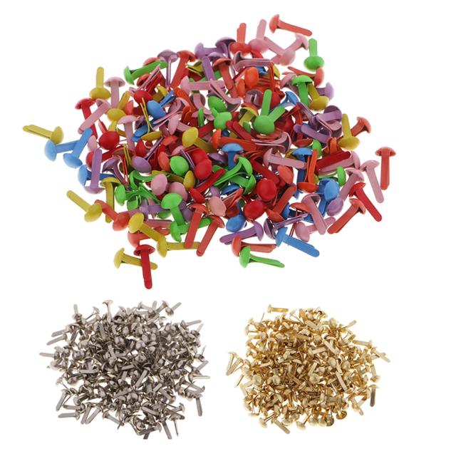 Prendedor de Papel Metálico com Cabeça Redonda para Artesanato e DIY - Pacote com 100 Peças para Scrapbooking e Decoração de Projetos