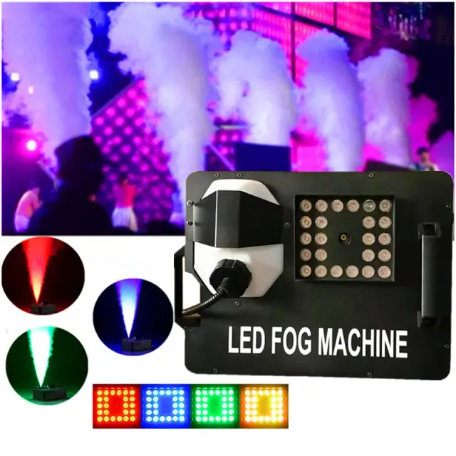 Máquina de Nevoeiro 3 em 1 com Luzes LED RGB de 1500W e Controle Remoto para Eventos, DJ e Festas com DMX512