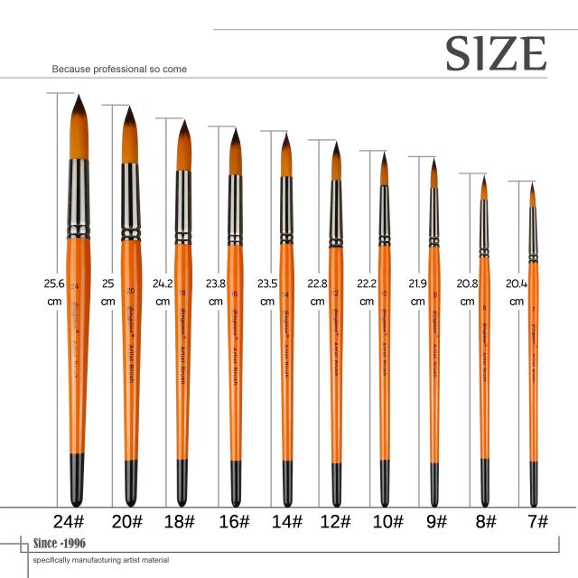 Pincel de Aquarela Nylon Redondo Multifuncional de Duas Cores para Pintura Profissional com Embalagem Independente