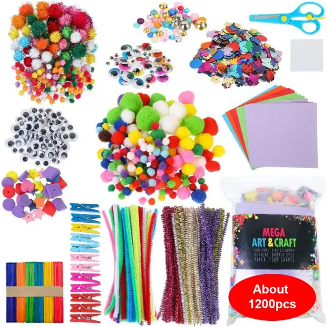 Suprimentos Completo de Artes e Artesanato para Crianças: Brinquedos com Lantejoulas, Adesivos de Diamante e Materiais DIY para Projetos Escolares