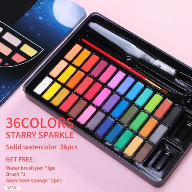 Ferro Portátil M&G e Caixa de Plástico Sólido com 12 a 48 Cores de Pigmento Profissional para Pintura em Aquarela