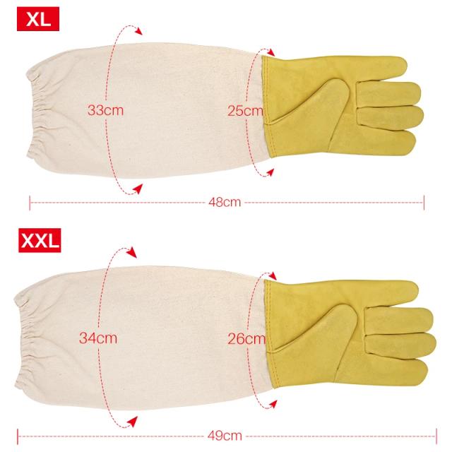 Luvas de Proteção Respirável para Apicultores - Anti-abelha, Malha Longa em Pele de Carneiro