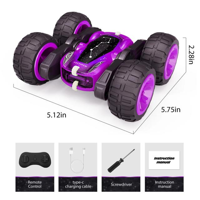 Carro de controle remoto Sinovan com carregamento leve e tipo C, carros RC off-road 4WD, giro dupla face e 360 ° Girar brinquedos infantis para carro acrobático RC