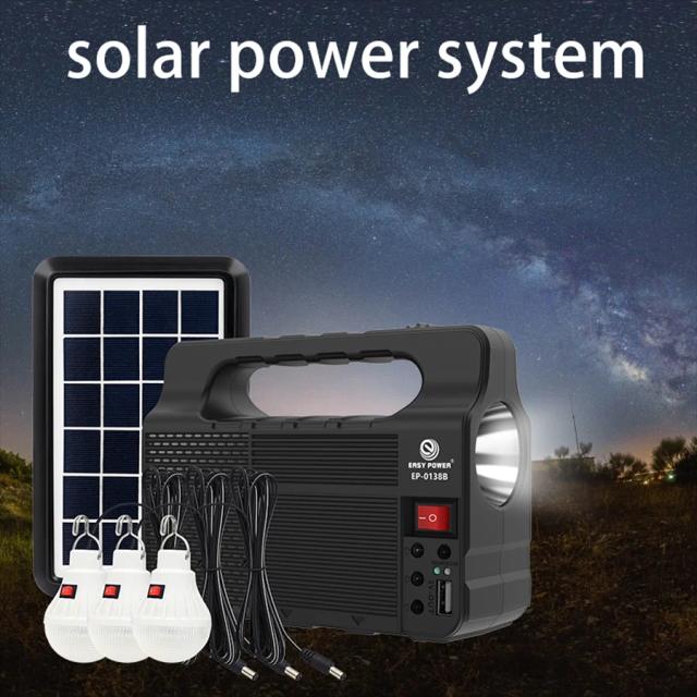 Kit Completo de Iluminação Solar com Painel Solar e Mini Rádio USB