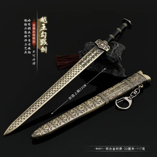 Espada Medieval Wu Yue - Modelo Colecionável de Metal 22cm para Cosplay e Acessórios com Design de Katana