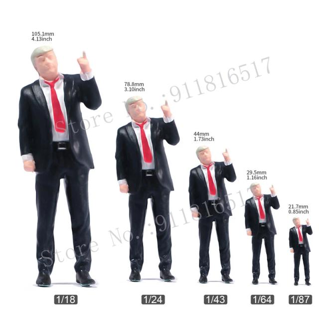 Figuração do Presidente Trump em Diorama de Rua, Miniaturas Colecionáveis em Escala 1:18, 1/24, 1/64, 1/43, 1/87 para Cenários de Areia