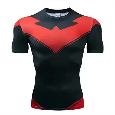 Camisa de compressão de manga curta Red Nightwing Thanos Camiseta com estampa 3D para adultos_crianças 2025 novo produto Crossfit fitness top