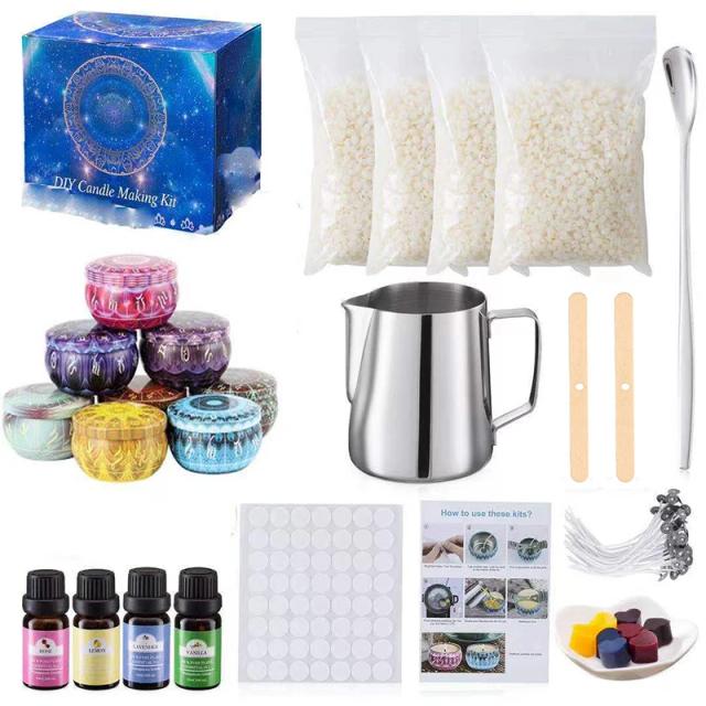 Kit Completo para Fazer Velas Artesanais com Cera de Soja e Cera de Abelha para Aromaterapia e Presentes Criativos
