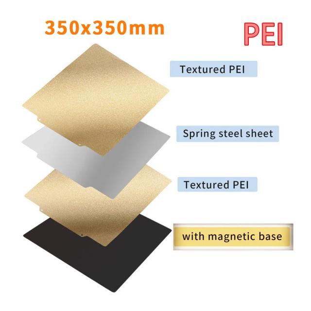 Folha PEI Texturizada para Impressora 3D - Placa de Construção Magnética 350x350mm para FYSETC Voron 2.4 em PET Liso