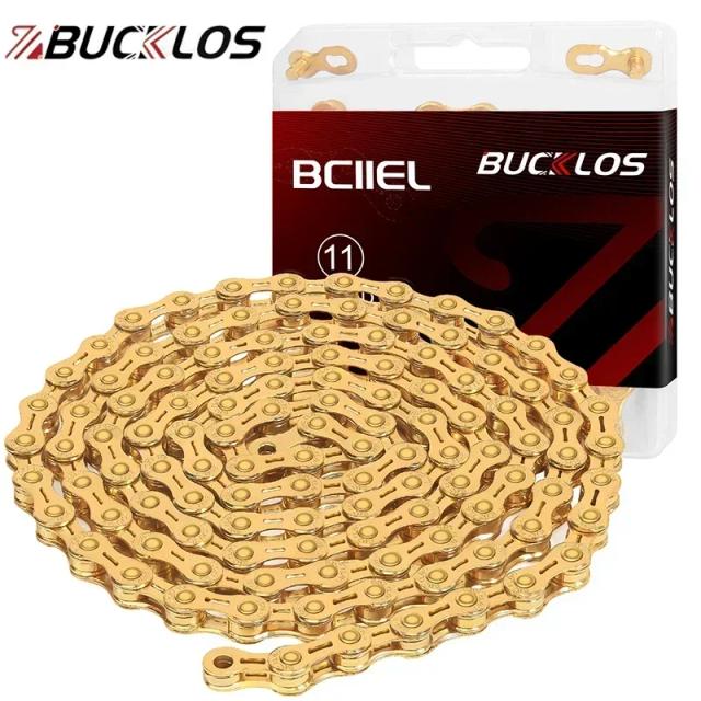 BUCKLOS Corrente de Bicicleta Ouro 8/9/10/11/12 Velocidades Aço Inoxidável