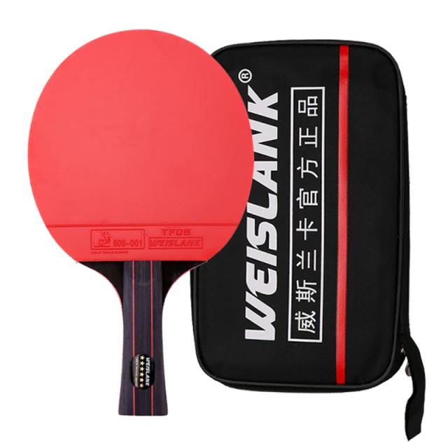 Raquete de Tênis de Mesa Profissional com Lâmina de Fibra de Carbono e Espinhas de Dupla Face para Ping Pong