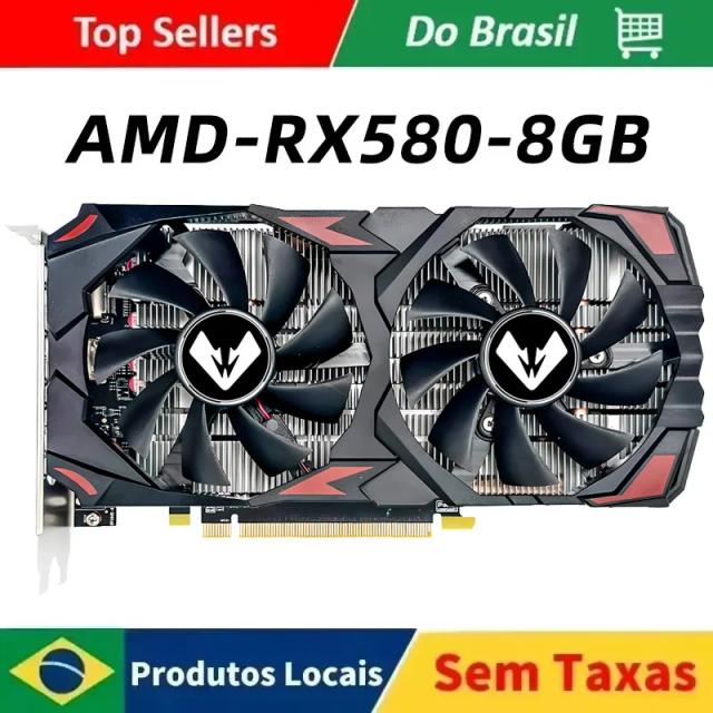 MOUGOL-AMD RX 580, 8GB Placa gráfica Gaming, 2048SP, GDDR5, 256Bit, PCI Express, 3,0x16, Radeon GPU 8Pin, RX580 Series rx 580 8g no brasil placa de video Placa gráfica branca (Entrega local no Brasil)