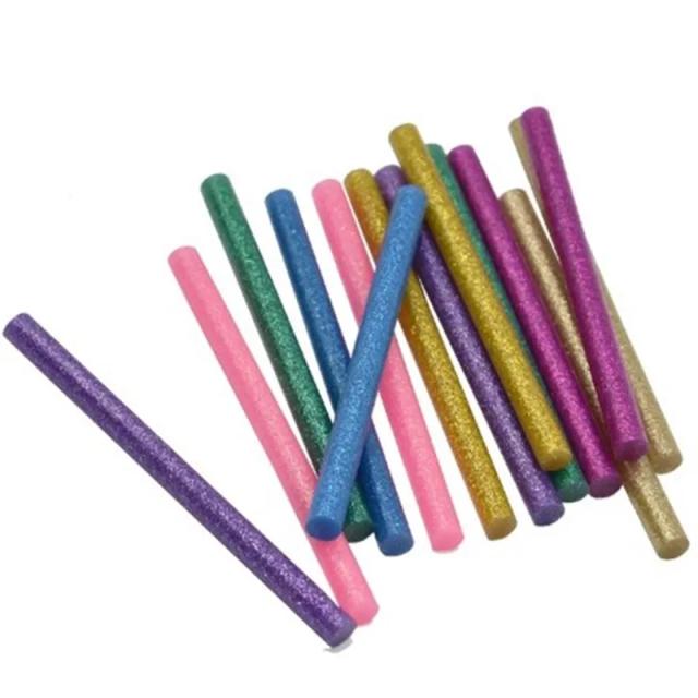 Conjunto de 5 Varas de Cola Quente de 10cm com Glitter para Artesanato, Brinquedos e Joias feitas à Mão