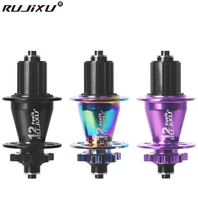 RUJIXU Cubo MTB 12 Linguetas 32H 5 Rolamentos 12 Garras HG Tambor Freio Disco 12x142mm 10x135mm