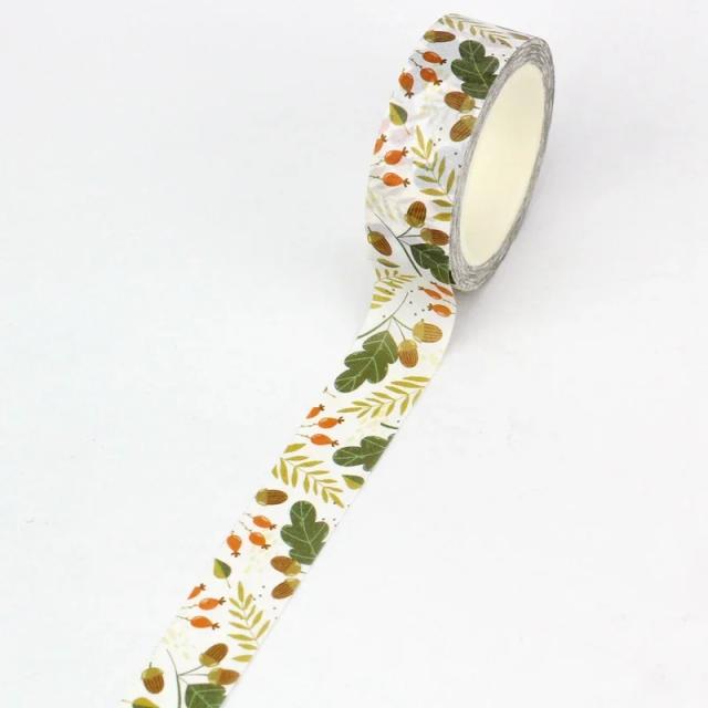 Fita Adesiva Washi Floral Neutro para Scrapbooking e Papelaria Kawaii - 1x10m