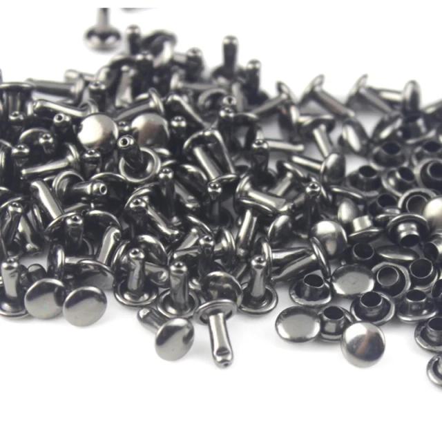 Conjuntos de 100 Rebites de Metal com Tampa Dupla para Artesanato em Couro - 6mm e 8mm, Ideais para Bolsas, Cintos, Roupas e Decoração de Animais de Estimação