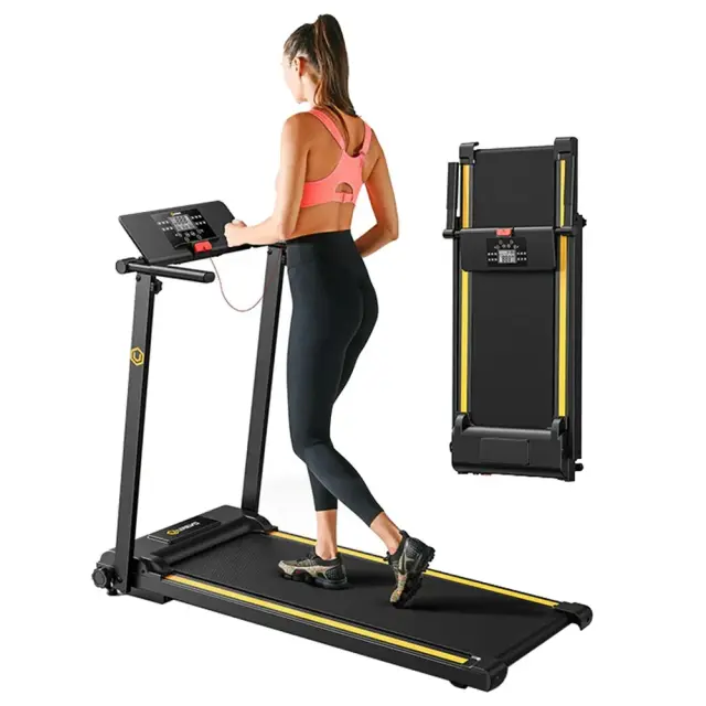 Esteira UREVO Mini Foldi com 12 Programas HIIT, Carga Máxima de 100kg e Velocidade de 1 a 10km/h em Dimensões Compactas de 105x40cm