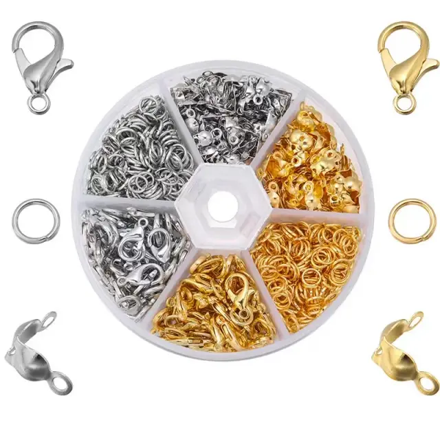 Conjunto Completo de Acessórios para Joias: Fechos, Anéis e Tampas para Artesanato DIY