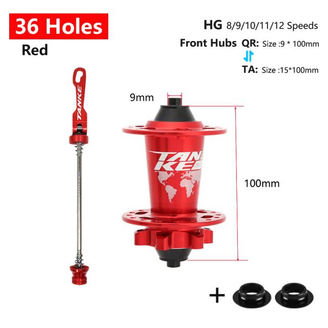TANKE TH-390 Cubo para Bicicleta Mountain Bike 120 Cliques 6 Rolamentos 32/36 Furos QR/Thru Axle Freio a Disco