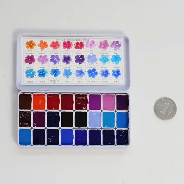 Pintura Aquarela Profissional Original da Vinci com 24 Cores de 1ml e Paleta de Cartão para Artistas