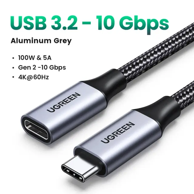 Ugreen usb c cabo de extensão tipo c cabo extensor USB-C thunderbolt 3 para xiaomi nintendo interruptor usb 3.1 cabo de extensão usb