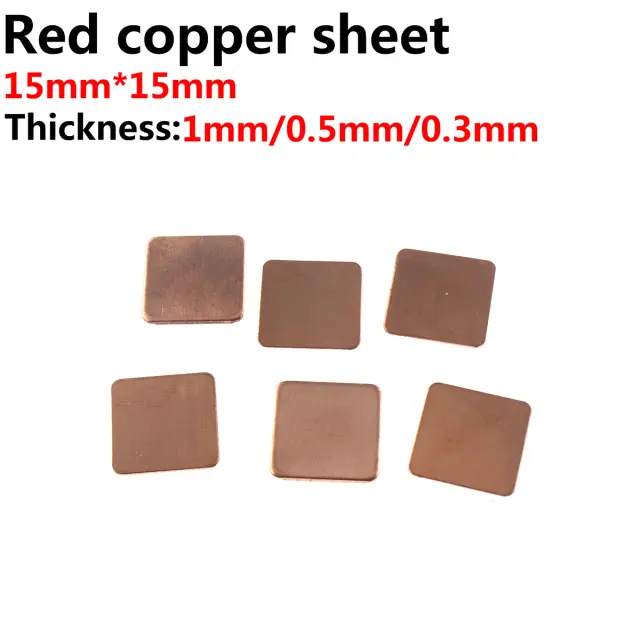 50pcs 0.1/0.3/0.5/0.8/1mm Laptop Folha de Cobre Placa Tira Calço Almofada Térmica Dissipador Calor Para GPU CPU VGA Chip RAM De Refrigeração