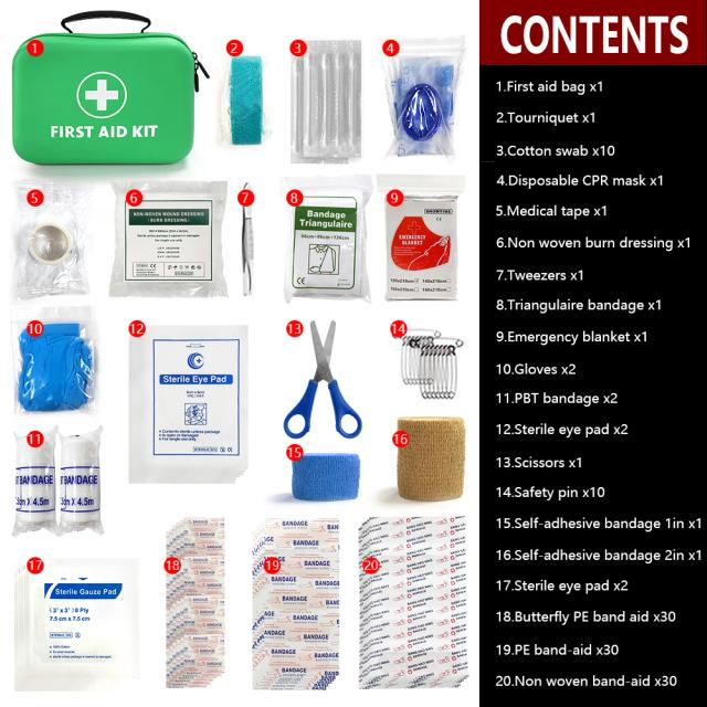 Kit de Primeiros Socorros Completo para Viagens ao Ar Livre e Emergências - 129 Peças para Carro, Camping e Casa
