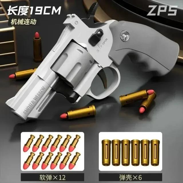 Pistola de Tiro Contínuo ZP5 357 para Crianças e Adultos - Revólver Launcher com Dardos Soft, Ideal para Brincadeiras ao Ar Livre e Presentes de Aniversário